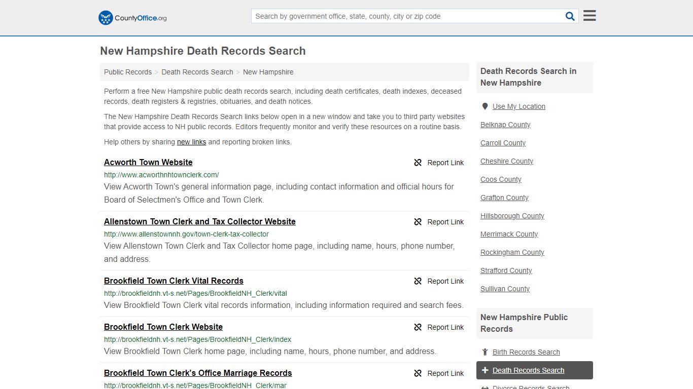 Death Records Search - New Hampshire (Death Certificates ...